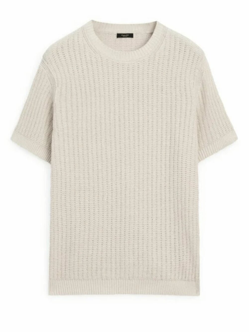 Massimo Dutti Textured Knit Short Sleeve Cotton T Shirt